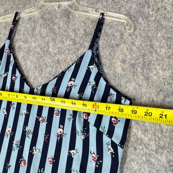 BHWM Reversible Cami Tank Top Blue Floral Stripe Size Small V Neck - Picture 4 of 10